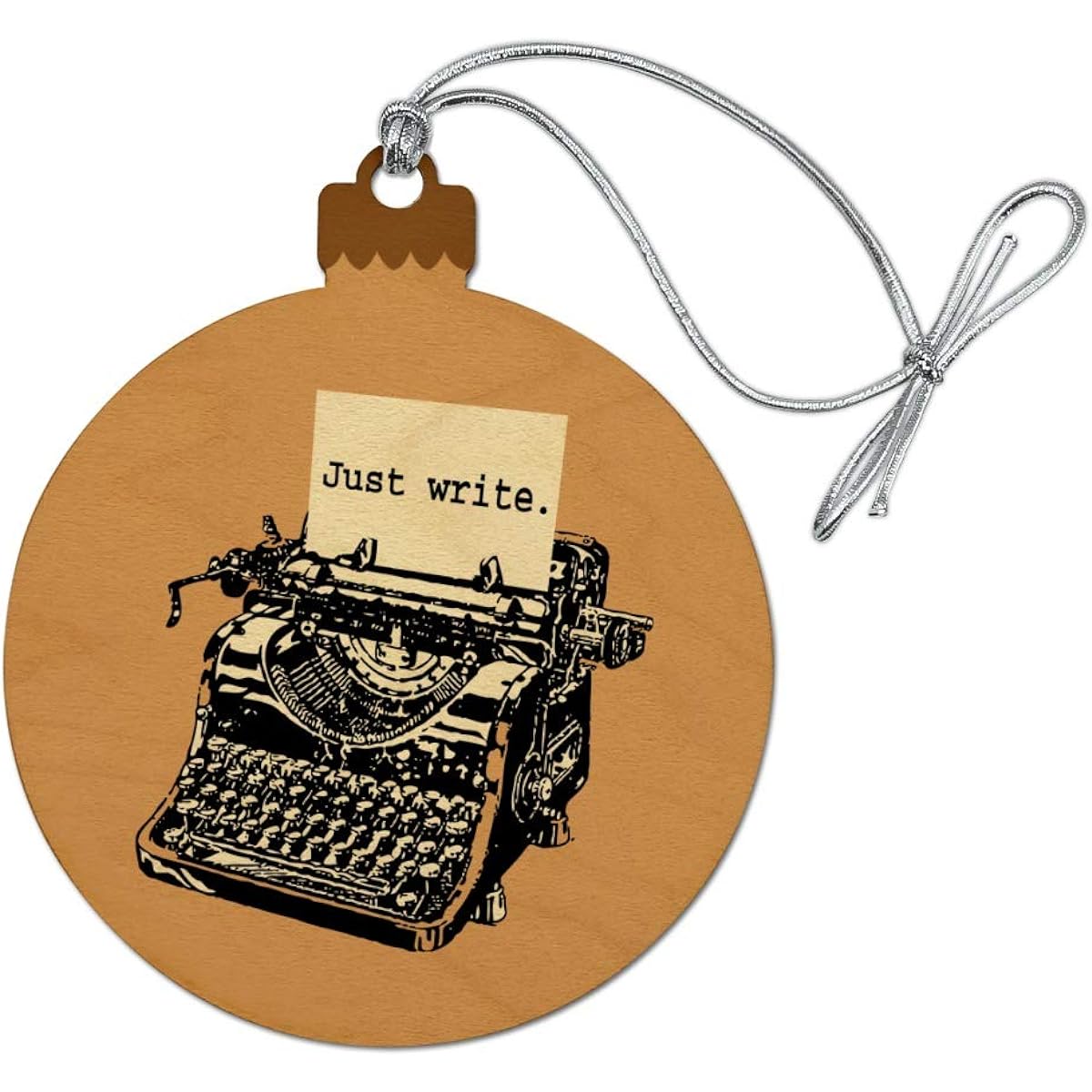Just Writing Antique Typewriter Writer Wood Christmas Tree Holiday Ornament