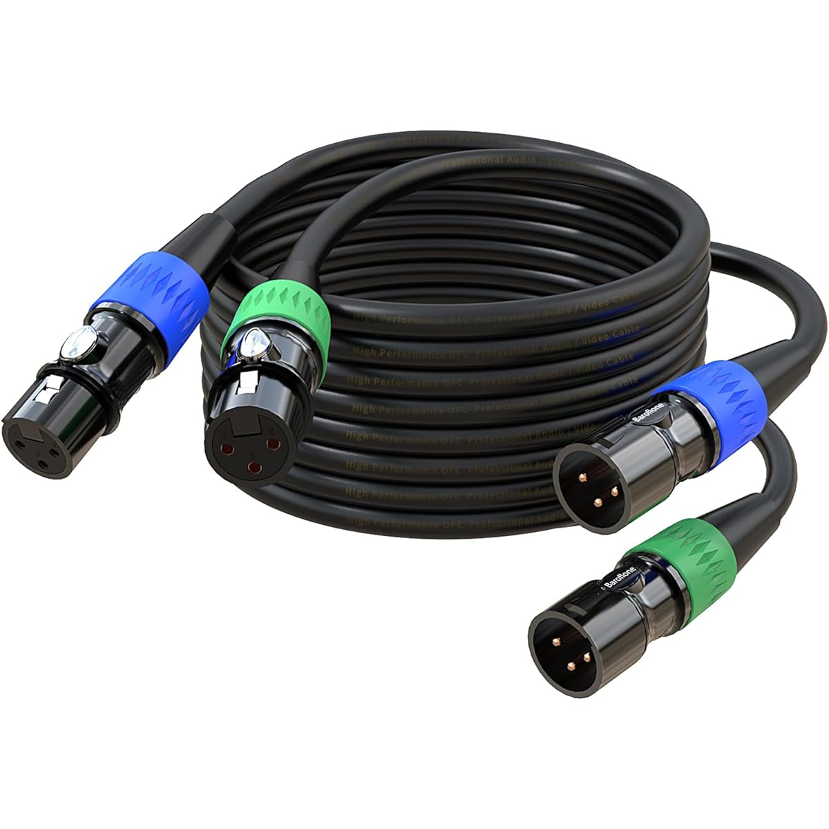 Baroflone XLR Cable 50ft 2 Pack XLR Male to Female Microphone Cable Gold Plated 3 Pin Microphone Cable Compatible with Microphone for Stage Lighting Speaker