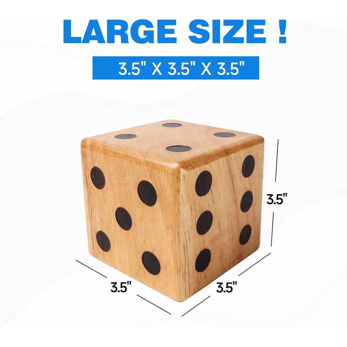 3.5" Premium Oak Giant Yard Dice Set with Carry Bag and Yarzy & Farkle Scorecards for Outdoor Backyard Lawn Games for Kids & Adults