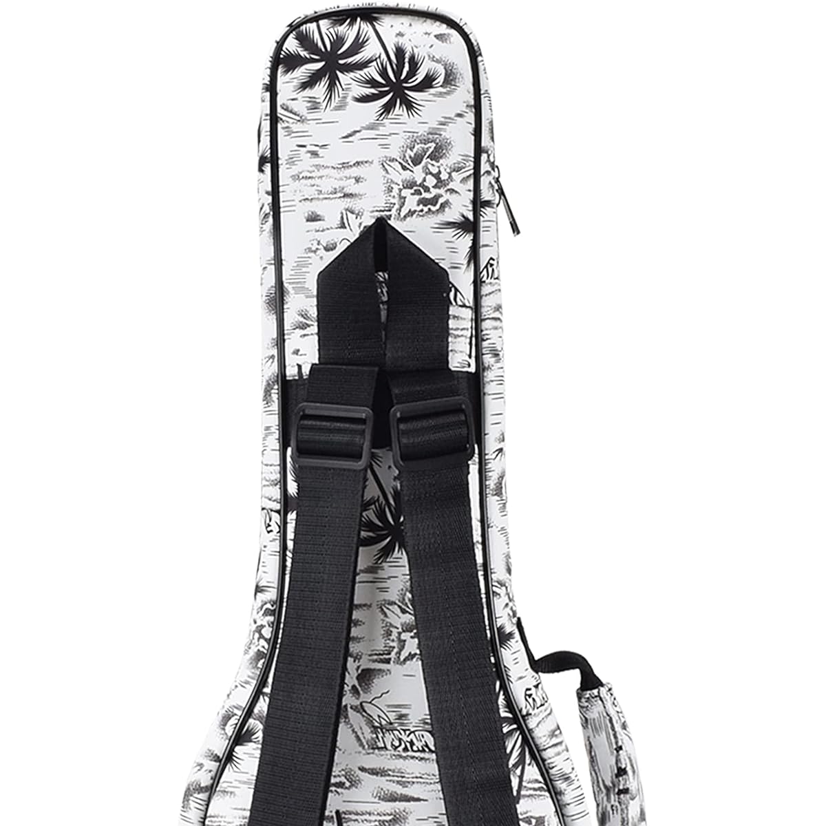 CLOUDMUSIC Ukulele Case Gig Bag Padded Backpack Baritone 30 Inch (Baritone, Hawaiian Coconut Pattern Black and White)