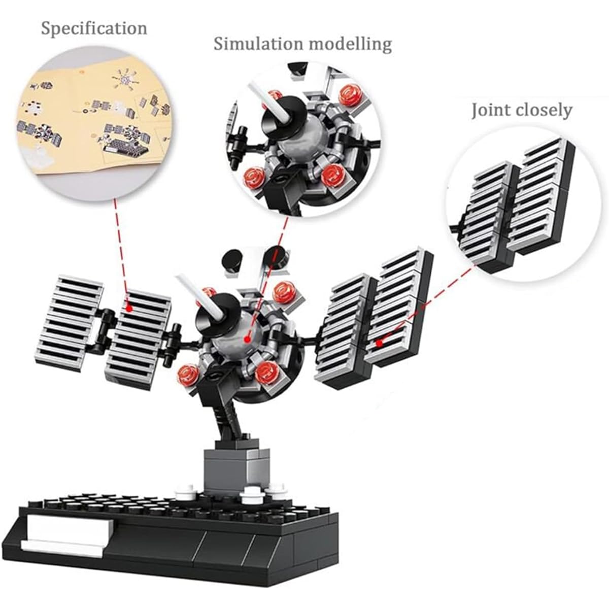 Satellite Building Kit for Kids, Space Toys Planet Solar System Astronaut Figure Toy Astronaut Figurine Creative DIY Toy Collection Decoration for Boys Girls Birthday Gifts