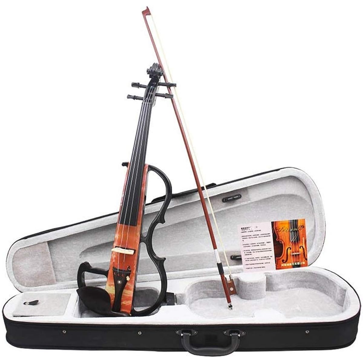 Violin Electric Violin Maple with Chin Rest Electric Violin Kit (Color: Orange)