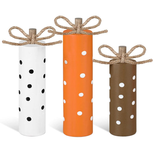 3 Pieces Wooden Fall Thanksgiving Decor, Fall Tiered Tray Decor, Wooden Fireworks Fall Centerpiece Decor, Farmhouse Tabletop Block Sign for Fall Thanksgiving Fall Decor (Dot)