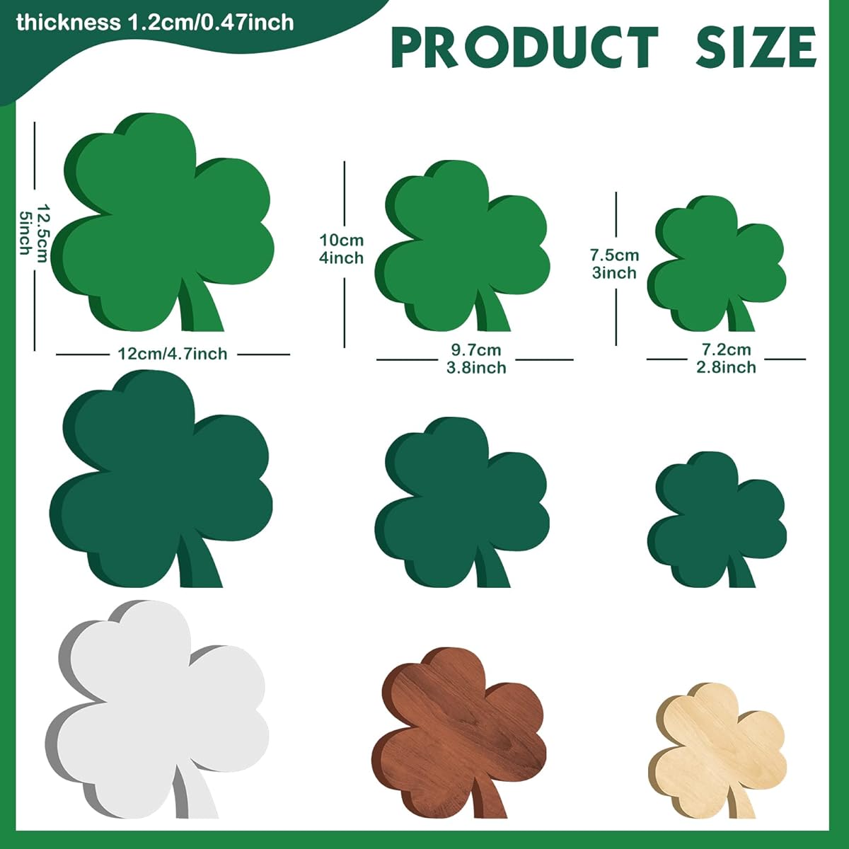 9 Pieces St. Patrick's Day Wooden Table Decor Centerpiece Blocks Shamrock Shaped Irish Patty Tiered Tray Tabletop Sign Office Dining Room Mantle Homewood St. Patrick Party Supplies