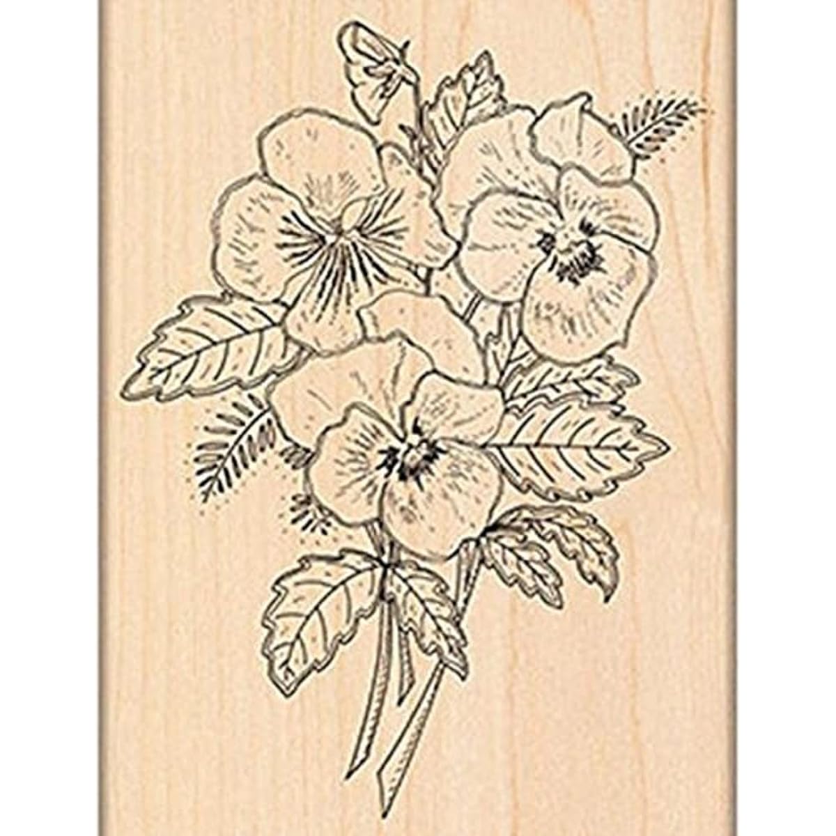 Pennu Black Mounted Rubber Stamp 3.25"X4.25"-Pansy Bouquet (parallel input product)