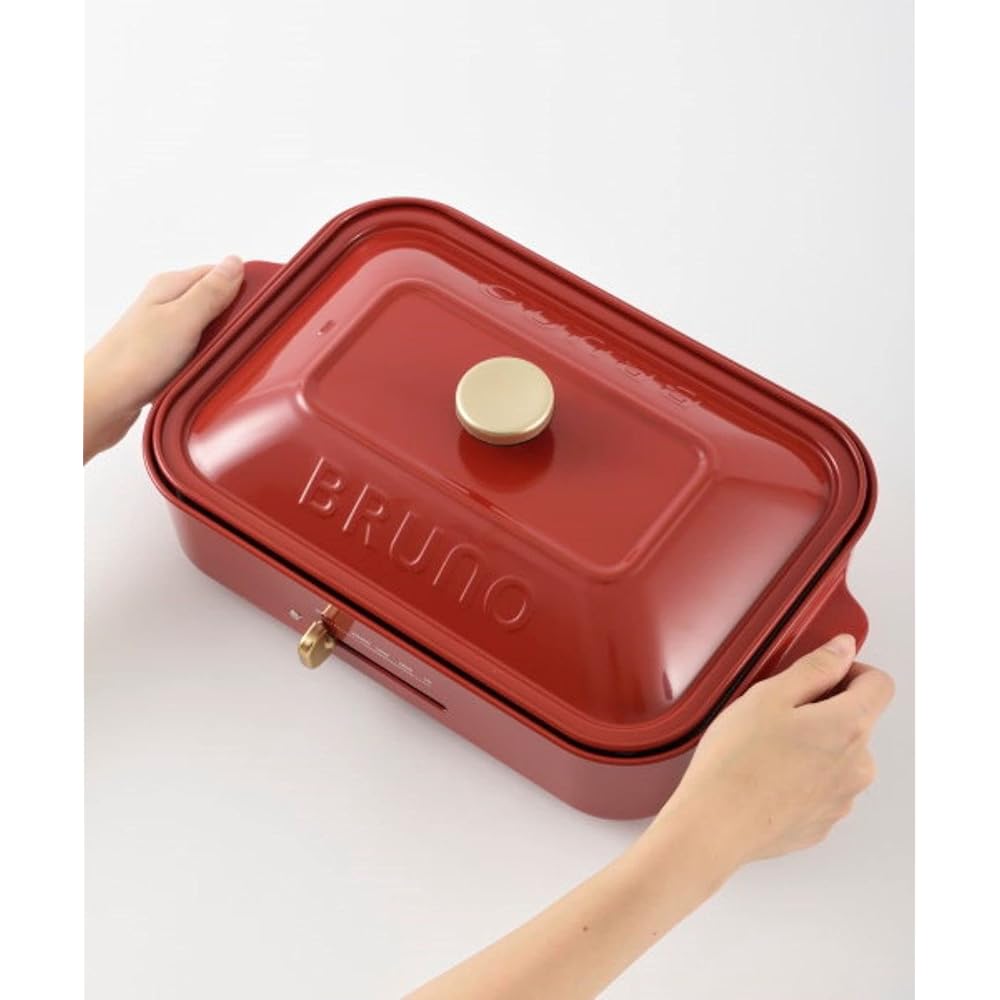 BRUNO Compact Hot Plate Main Unit 3 Types of Plates (Takoyaki Ceramic Coated Pot Flat) Glass Lid Recipe Book Included Navy Navy Stylish 1 Unit Temperature Adjustment For 1, 2, 3 People, Small Groups, Living Alone, Father's Day Present, Gift Gift BOE021-N