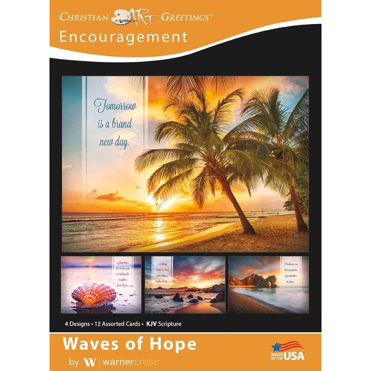 Boxed Greeting Cards - Christian Encouragement Cards with Envelopes - Waves of Hope - KJV Bible - Pack of 12