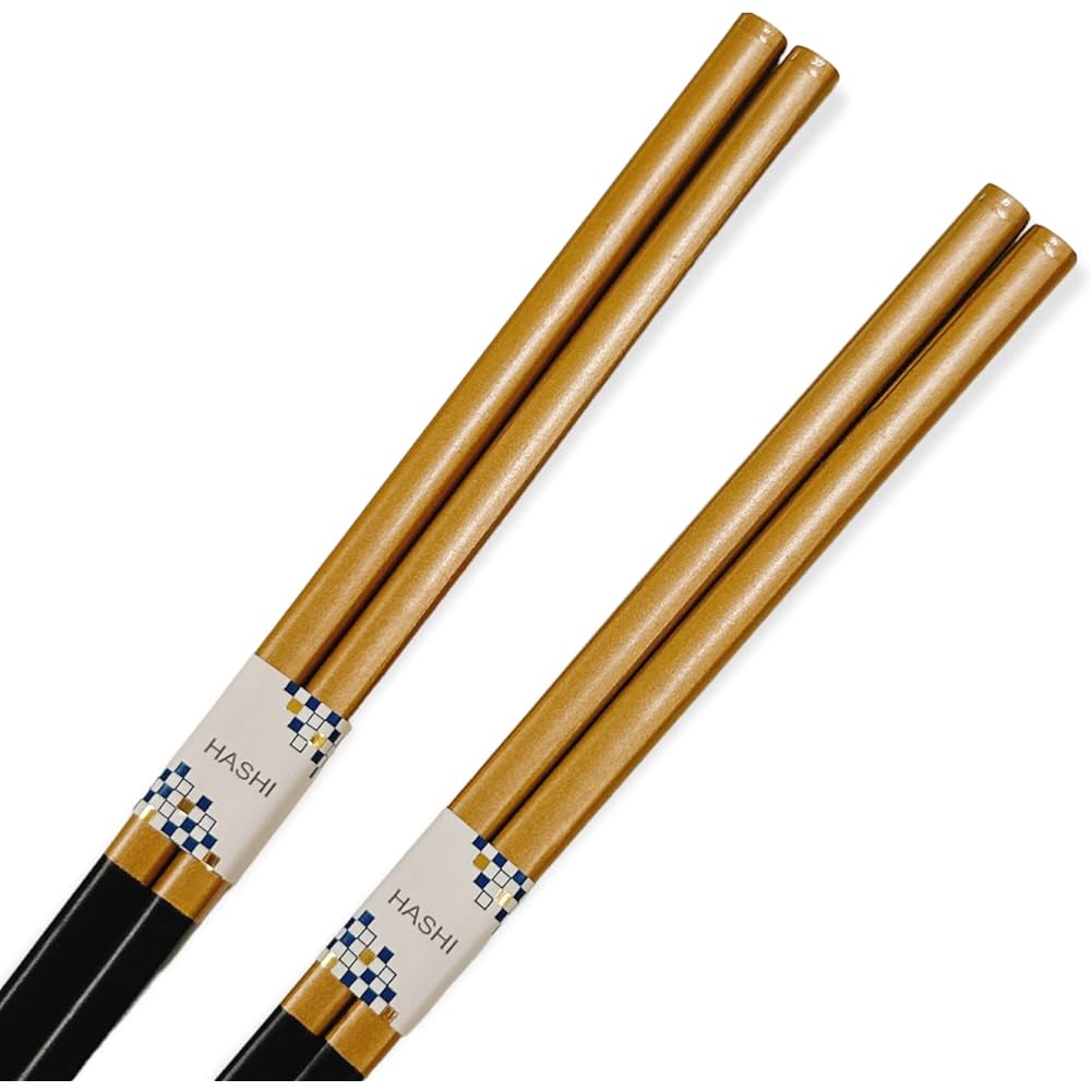 Couple chopsticks, dishwashing gold, golden wedding anniversary design, paulownia box and wrapping included, golden wedding anniversary gift, parents [118]