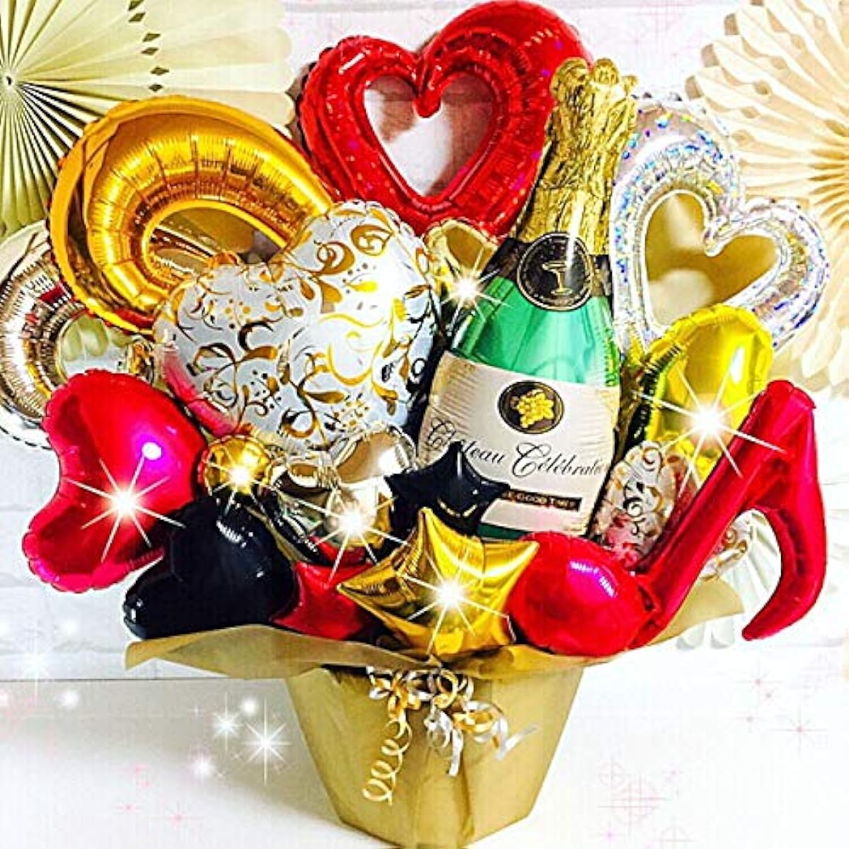 Grand opening celebration, anniversary celebration, balloon gift, LL, champagne arrangement