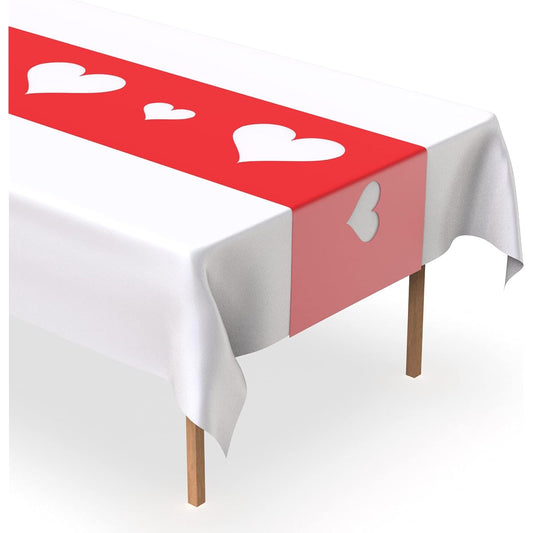 5 Pack Red Cutout Heart Plastic Table Runner