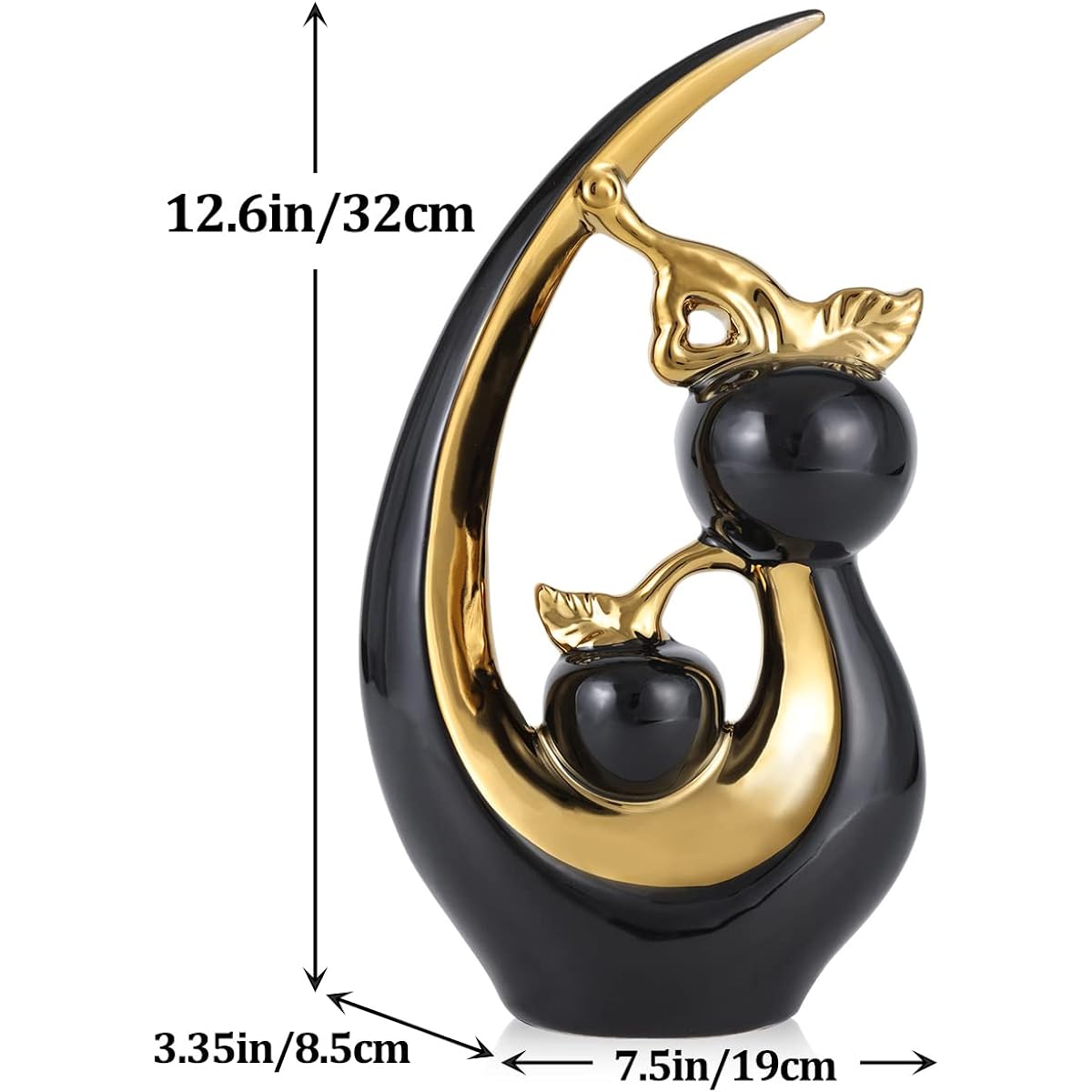 QIANLING Modern Black Gold Statue Ornament (Black Gold-B)