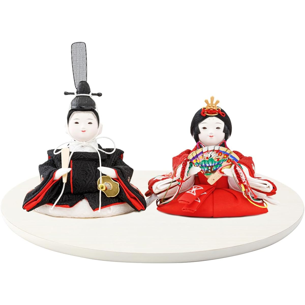 Purifua Hina Doll Compact Clothing Prince and Princess Decoration Halfmoon -Half Moon- Plum 3. Wood Grain White