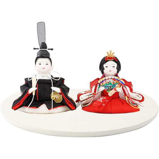 Purifua Hina Doll Compact Clothing Prince and Princess Decoration Halfmoon -Half Moon- Plum 3. Wood Grain White