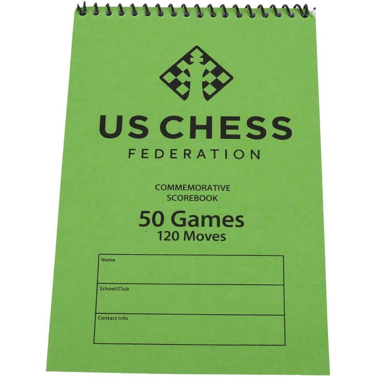 United States Chess Federation Memorial Spiral Chess Scorebook - Green - (120 moves/games) (4 packs)