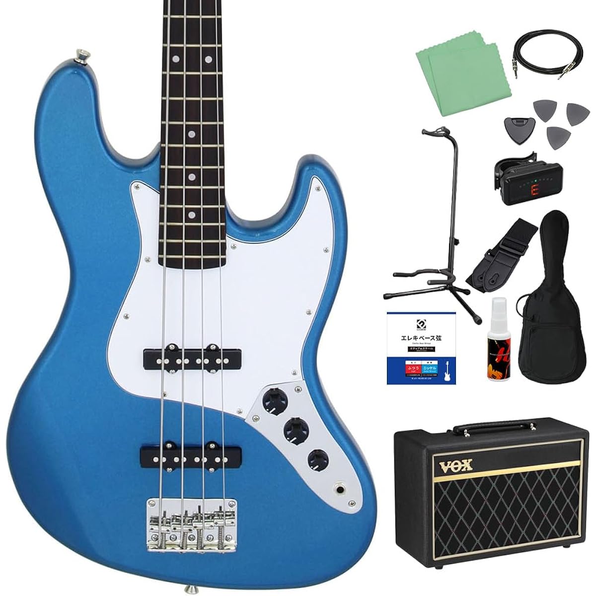 LEGEND LJB-Z Metallic Blue Bass Beginner 12-piece Set [With VOX Amplifier] Jazz Bass Type Legend