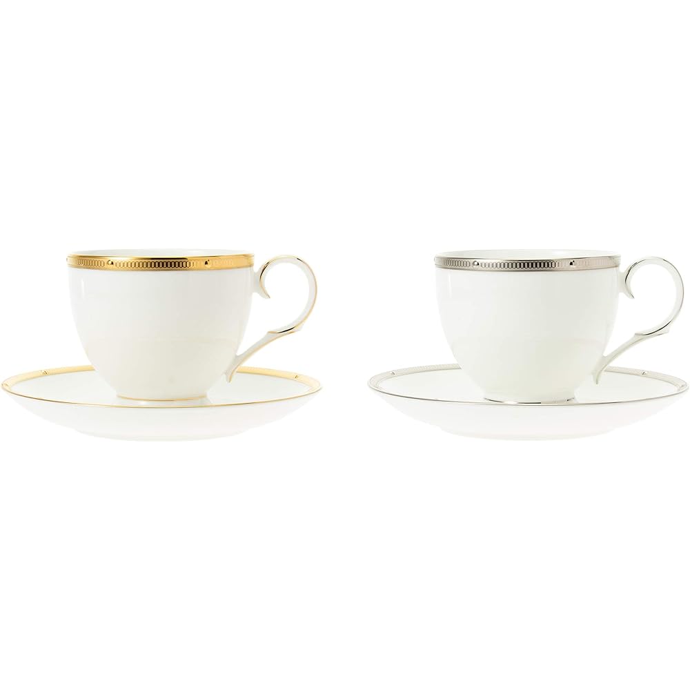 Noritake Cup & Saucer (color-changing pair set) (for coffee and tea) 250cc Rochelle Gold 2 customers Gold/Platinum Bone China P50788A/4796-5