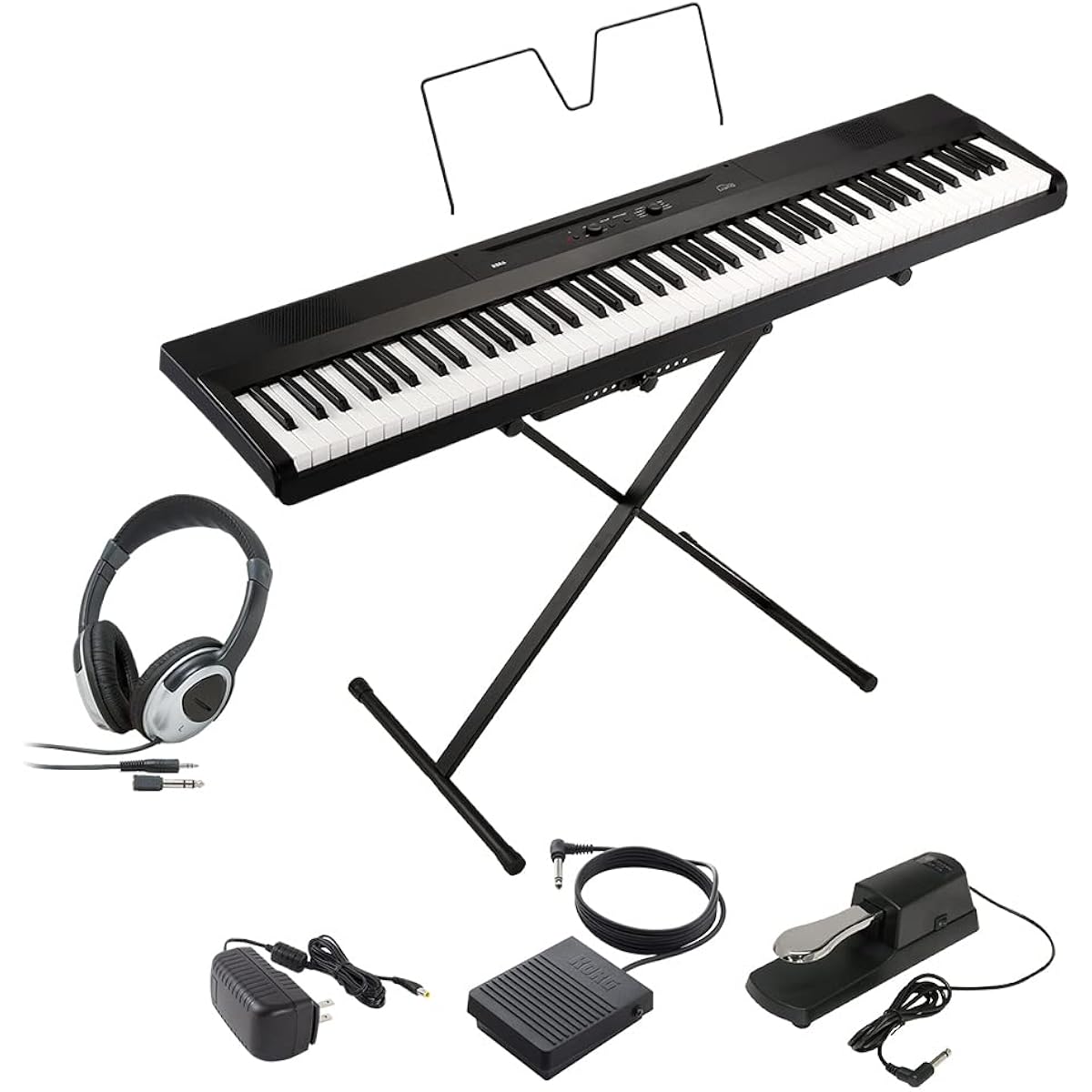 KORG L1SP BK Black Keyboard Electronic Piano 88 Keys Headphones and Damper Pedal Set KORG