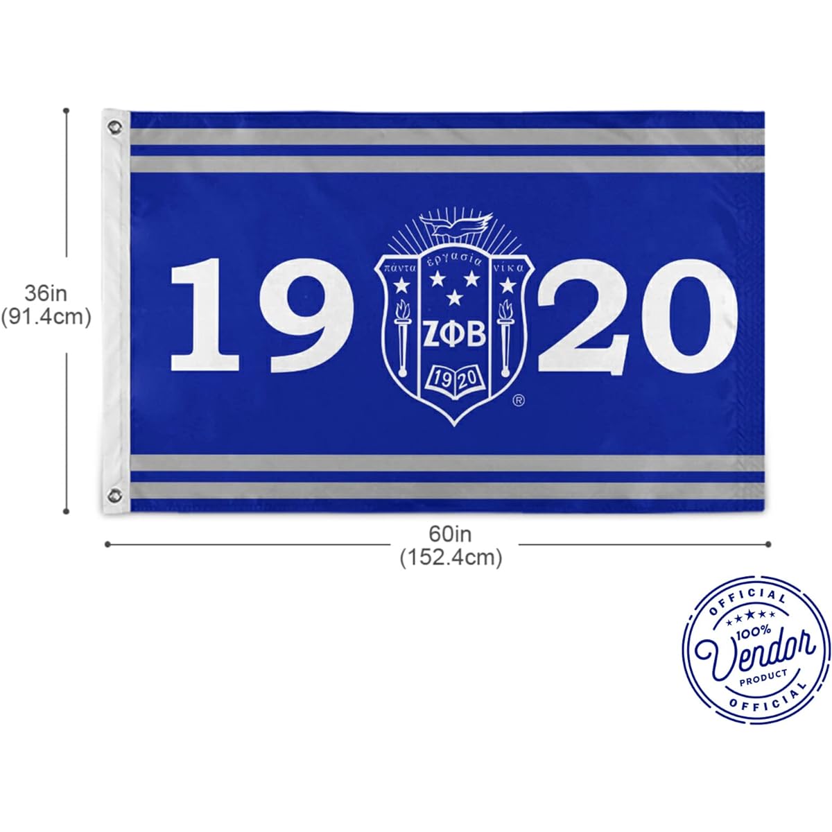 BBGreek Zeta Phi Beta Sorority Paraphernalia - 3 x 5 Feet Large Wall Flag/Banner - Dorm Room Wall Decor - 1920 - Official Vendor