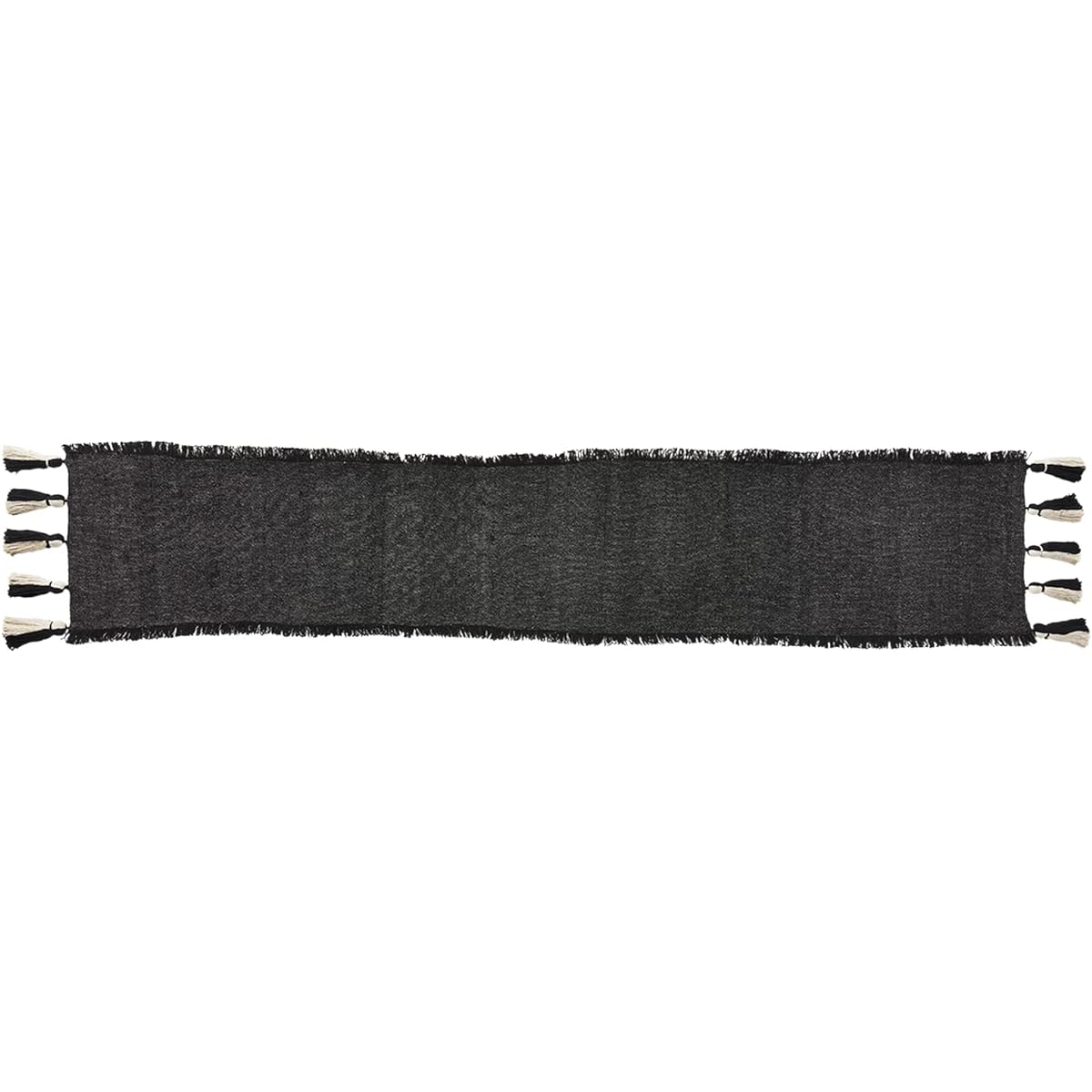 Mud Pie Black Poncha Table Runner, Solid Black, 18" x 90"
