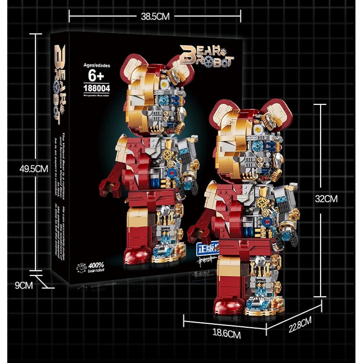 Mrkuriosity Mecha Bear Building Block Kit, Violent Bear Building Blocks, Collector Half Mecha Detailed Building Set for Adults & Kids, Compatible with Lego (1647 Pieces)