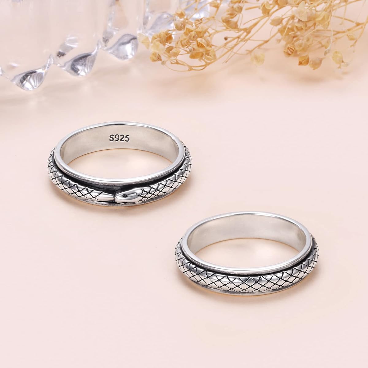 S925 Sterling Silver Spinner Fidget Anxiety Worry Relief Boredom ADHD Autism Band Ring