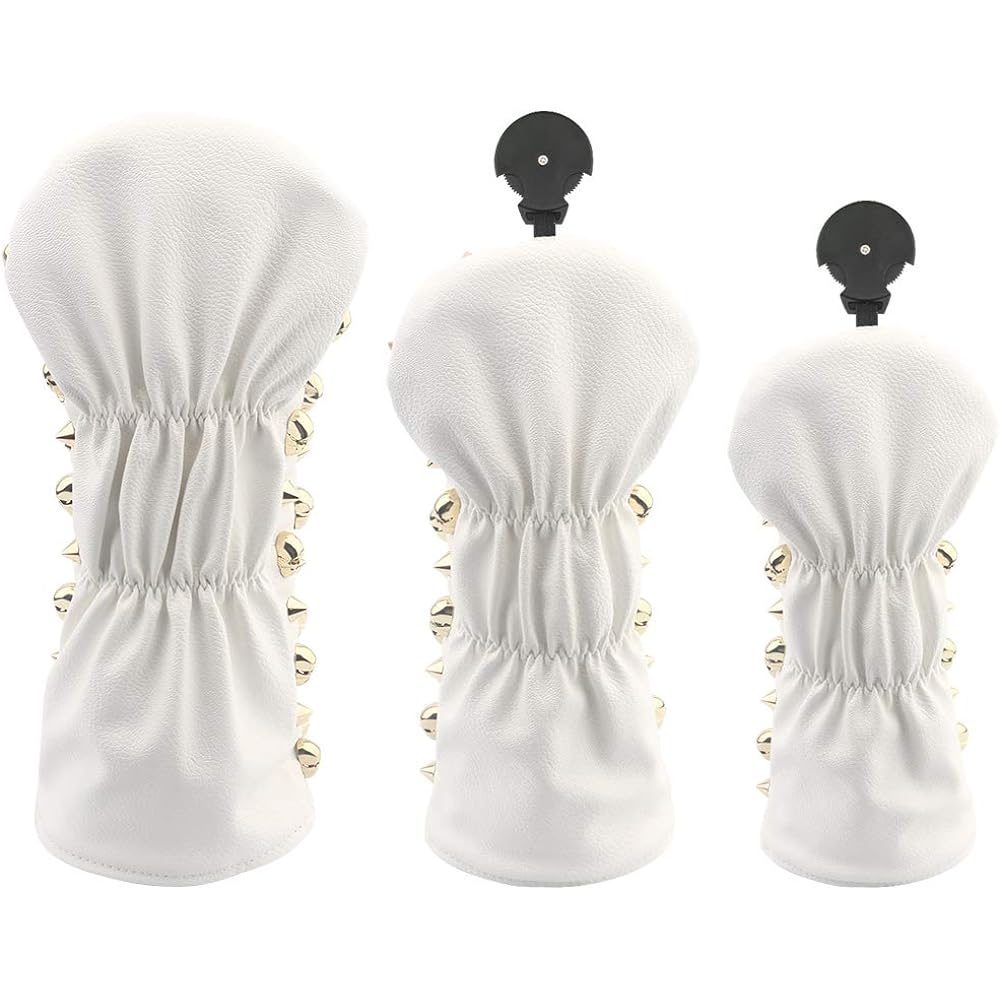 Sunbro Golf Headcover Golf Bling-Bling Gold Skull Rivet Headcovers Driver Cover Wood Cover Utility Cover DR FW UT