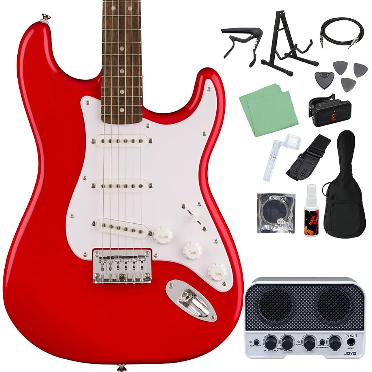 Squier by Fender SONIC STRATOCASTER HT Torino Red 14-piece electric guitar beginner set [with Bluetooth mini amp] Stratocaster Hardtail Squier/Squier