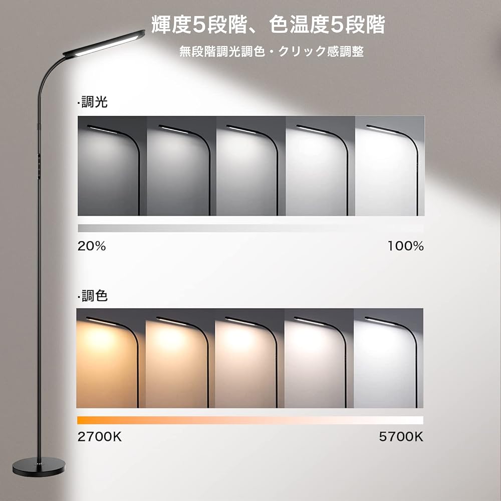 BeaNet Floor Light LED [Magnetic Attraction/Wireless Remote Control/Planar Light Emission] 5 Level Dimming Color Stand Light [15W/PSE Certified] Eye-Friendly High Brightness Floor Lamp Reading/Study/Work Living Room/Bedroom BNT-FLL01