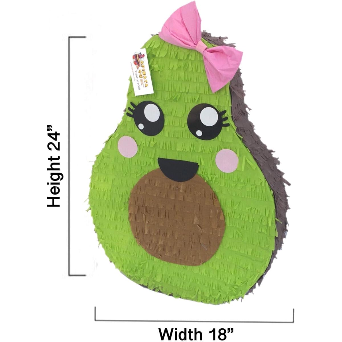 apinata4u Girly Avocado Pinata with Pink Bow