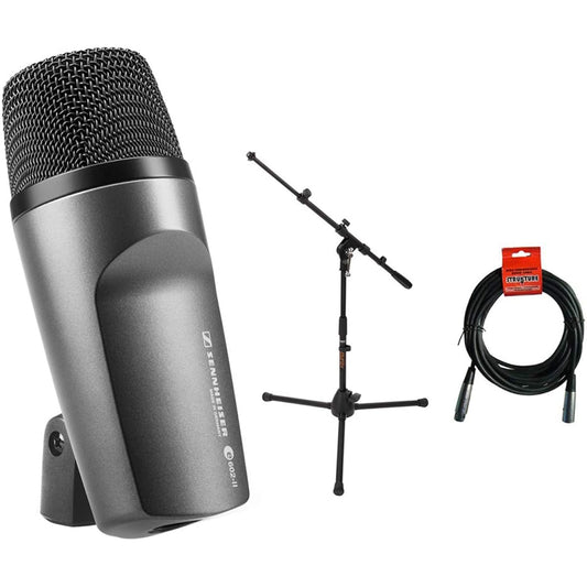 Sennheiser E602 II Cardioid Instrument Microphone MS-5220T Tripod Mic Stand & 20ft XLR-XLR Cable Bundle