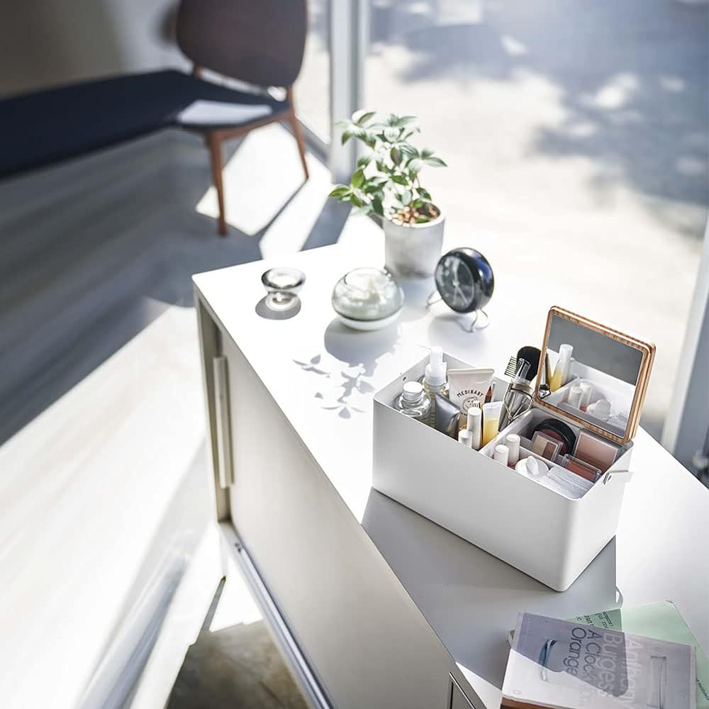 Yamazaki Jitsugyo Makeup Box White Approx. W31XD15 (including handle) XH15.5cm Tower Portable with handle 5453