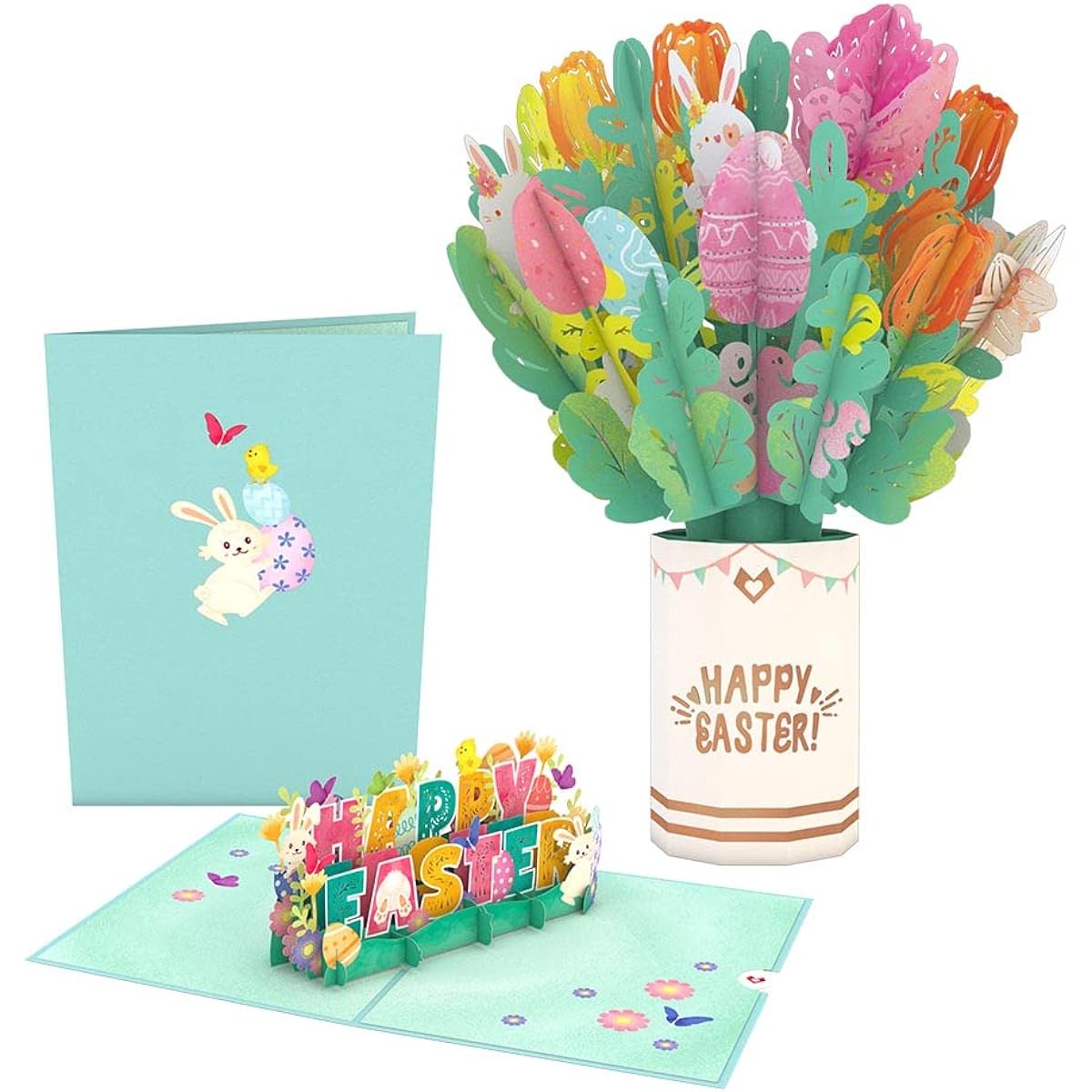 Lovepop Happy Easter Bundle - Easter Pop-Up Cards and Floral Bouquet - Unique Pop-Up Easter Cards and Paper Flower Gifts