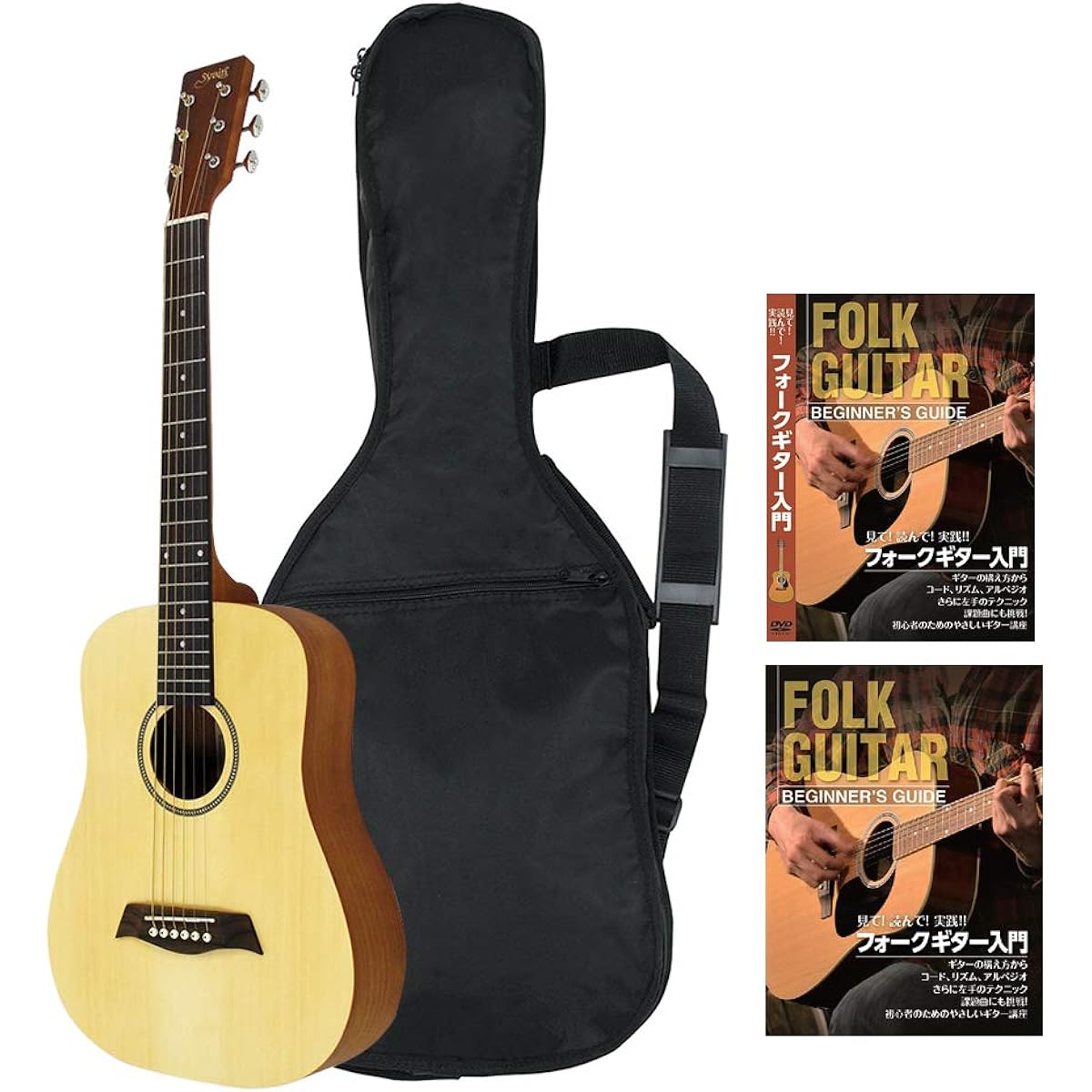 S.Yairi Compact Acoustic Series Mini Electric Acoustic Guitar YM-02E/MH Mahogany (Soft Case Included) + Guitar Stand Set