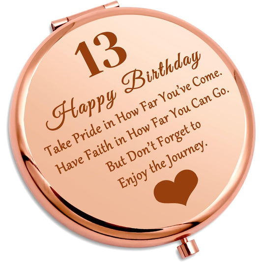 13th Birthday Gift Inspirational Gift Travel Makeup Mirror 13th Birthday Gift Girl Teen Daughter Niece Granddaughter Happy Birthday Gift Gift for Sister Compact Mirror Daughter Gift from Mother