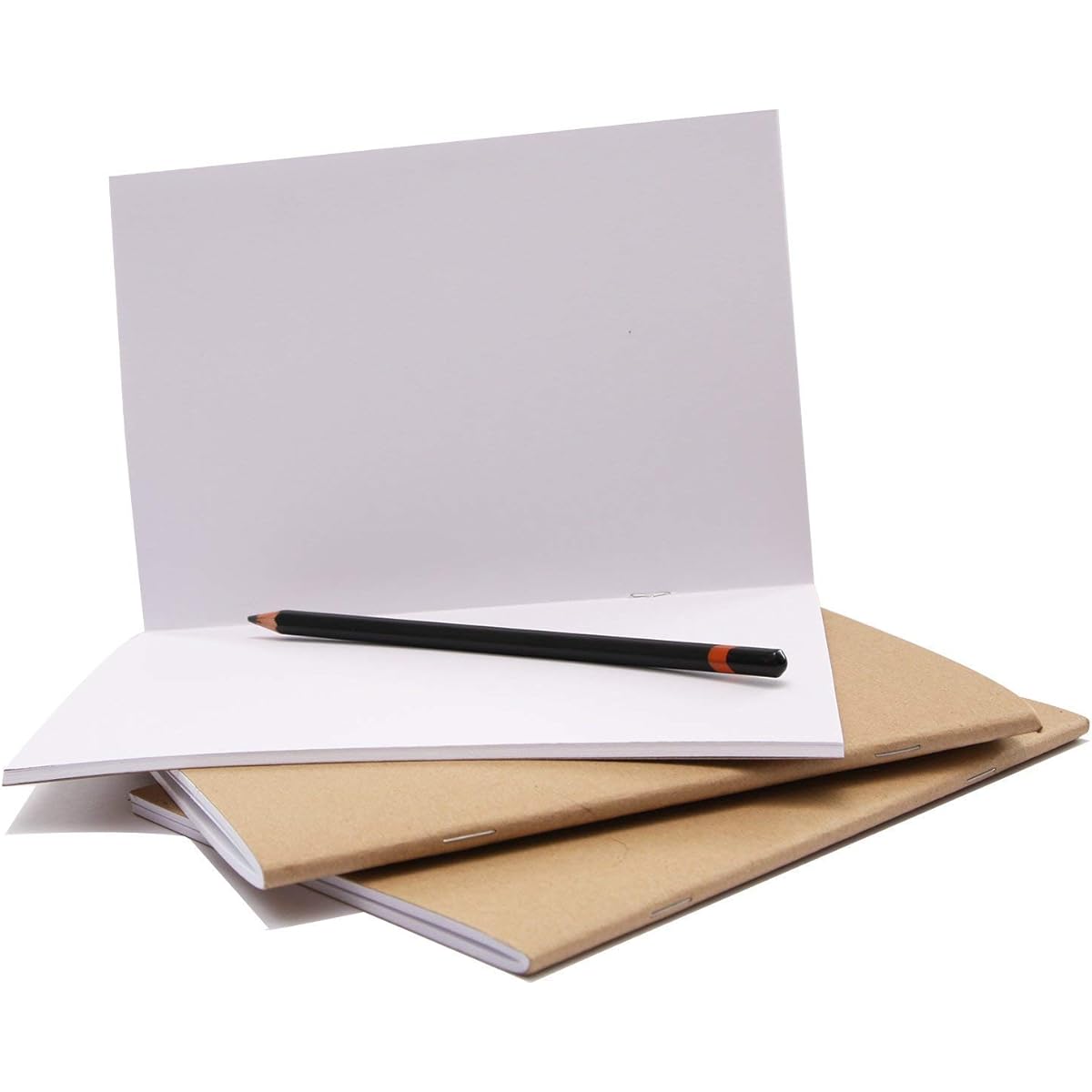 Sketchbooks - Softcover Starter Sketchbook White 165GSM Cartridge Paper Sketch Pad Size A3 A4 for Mixed Media (3 Pack - A4, Kraft)