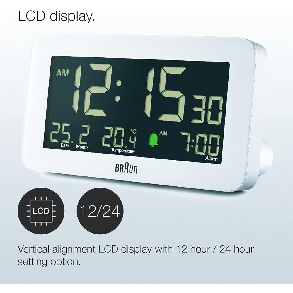 BRAUN Digital Alarm Clock BC10W