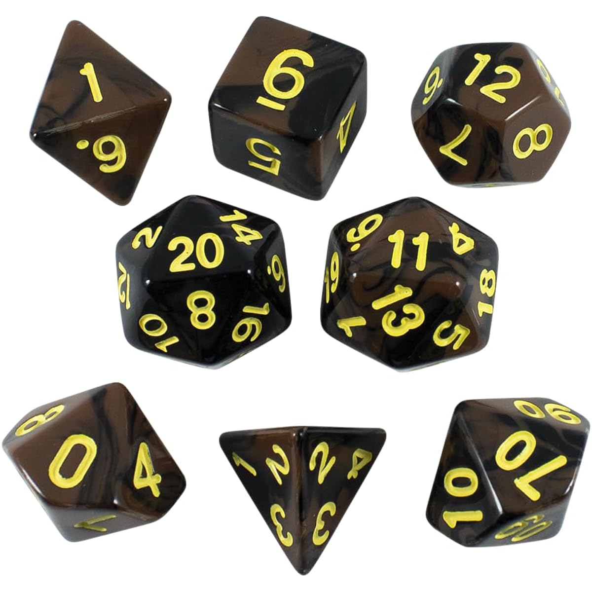 Paladin Roleplaying Black and Brown Dice - RPG DND Set - "Werewolf"