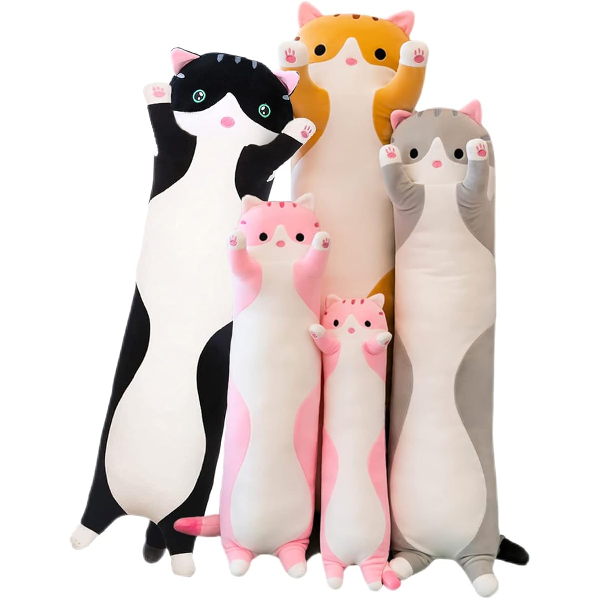 Long Cat Plush Pillow Soft Cat Hug Pillow Stuffed Animal Pillow Cute Kitten Sleeping Throw Pillow Gift for Kids (110cm/43.30inch, Yellow)
