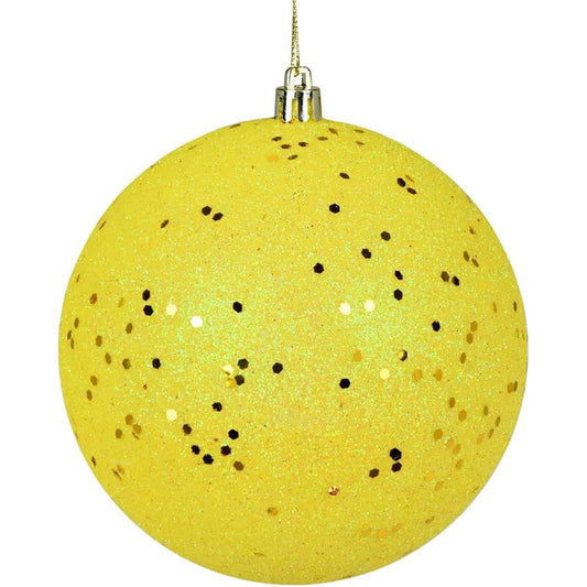 Vickerman 624326-8" Yellow Sequin Ball Christmas Tree Ornament (N592078DQ)