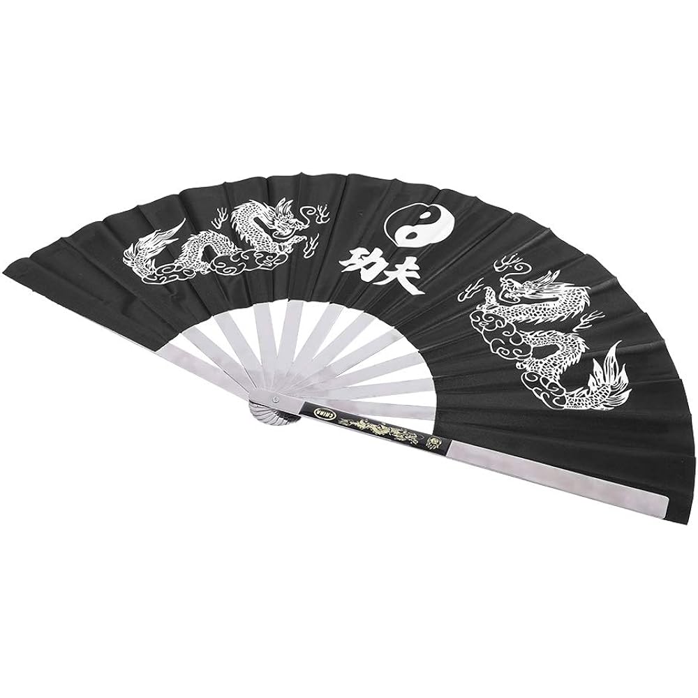 Tai Chi Fan, Chinese Fan, Chinese Style Kung Fu Fan, Tai Chi, Stainless Steel, Martial Arts, Dance, Lightweight, Durable, Foldable, For Tai Chi Training, Dance, Available in 3 Colors (Black)