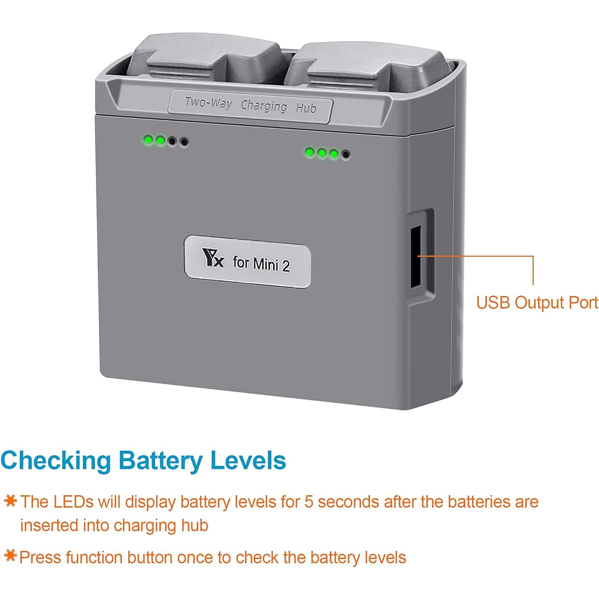 Hanatora 2-Way Battery Charging Hub for DJI Mini 2 Drone