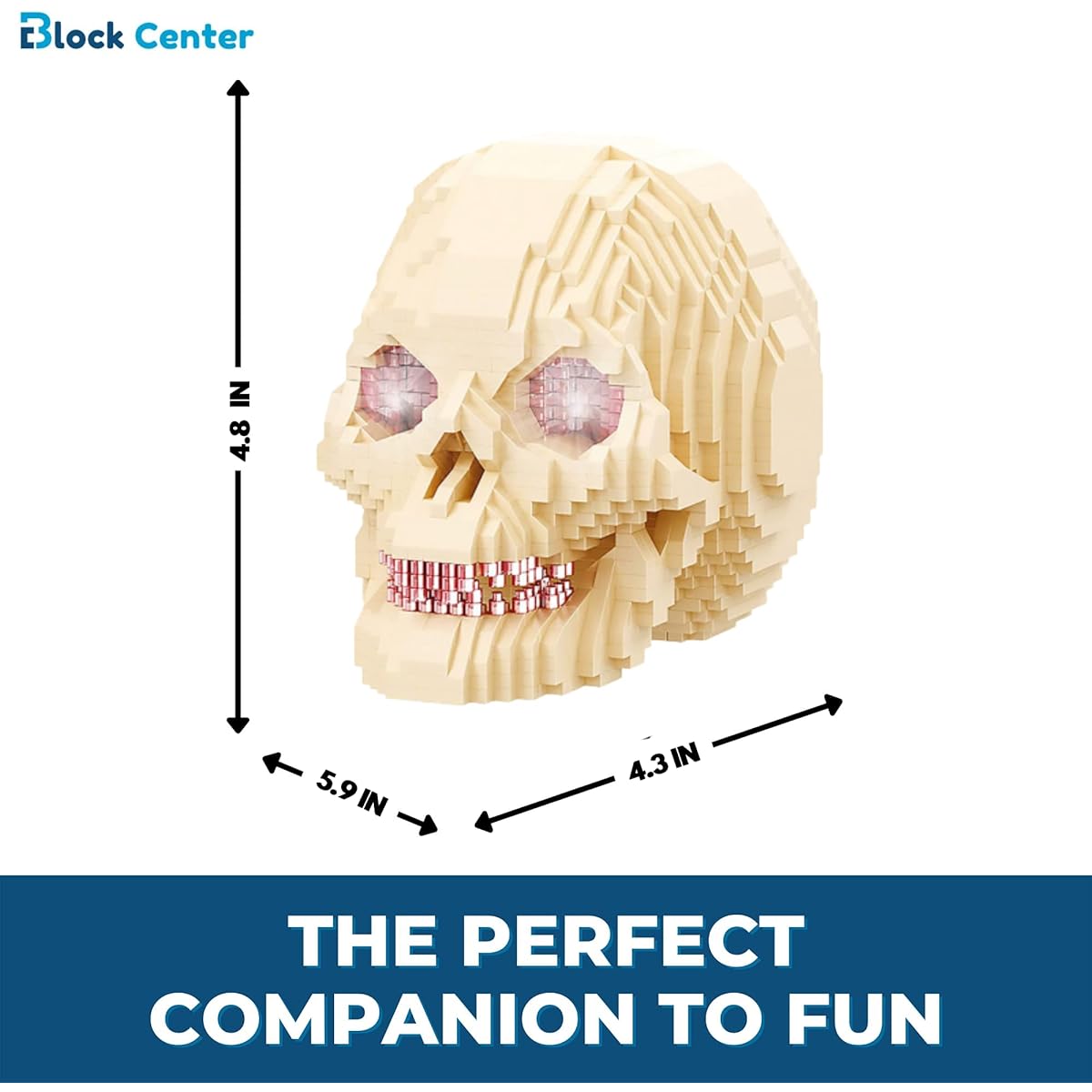 BLOCK CENTER Luminous Skull 3D Puzzle - 1992 Pieces LED Model Kit Build Your Own Mysterious Skull to Decorate Your Room - Perfect 3D Puzzle Gift Idea for Adults | 14+