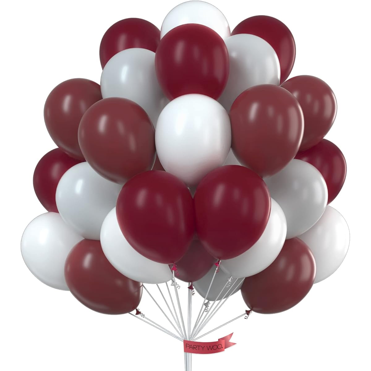 PartyWoo Burgundy Grey White Balloons 80pcs Balloon Pack 12inch Wine Red Balloons Grey Balloons White Balloons Burgundy for Baby Shower Decorations Anniversary Decorations