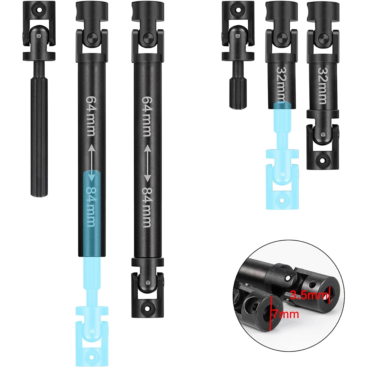 Que-T 1 Pair Metal Hard Steel Drive Shaft Drive Shaft for Axial AXI90081 SCX24 Deadbolt 1/24 RC Car