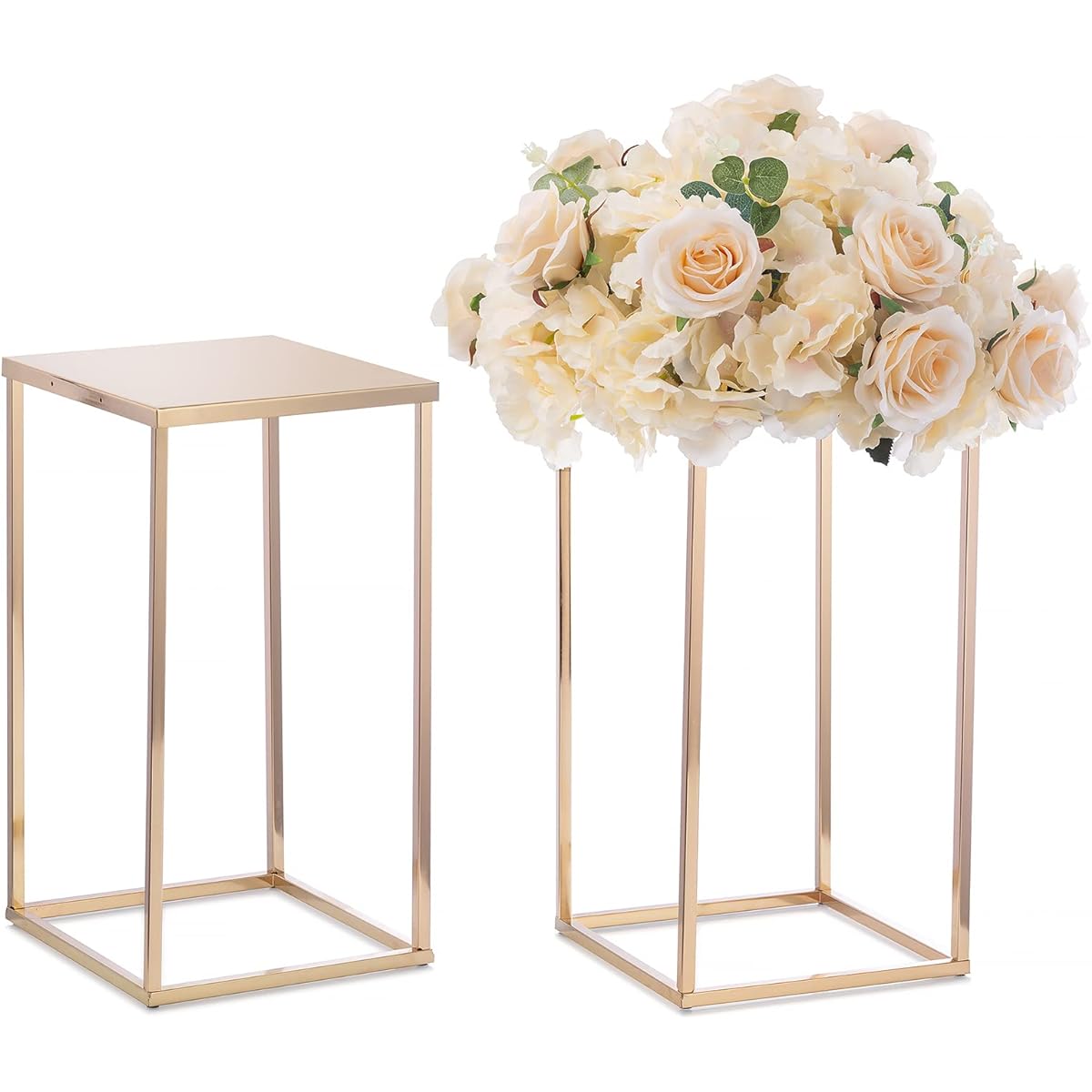 Nuptio Gold Vase Centerpieces for Weddings - 2pcs 15.7" Tall Gold Vase Wedding Centerpieces - Geometric Gold Centerpieces Table Flower Stand Table Centerpieces for Weddings