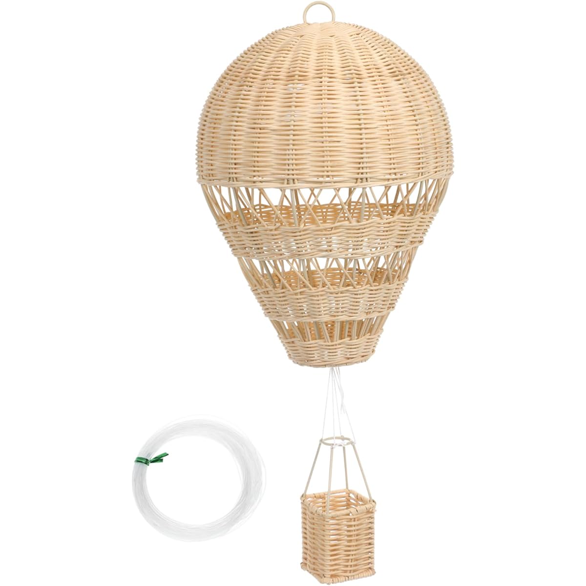RUNROTOO Rattan Hot Air Balloon Wedding Party Supplies Inflatable Hot Air Balloon Beige Home Decoration Baseball Balloon Wall Mount Hot Air Balloon Woven Hanging Decoration Ribbon Christmas