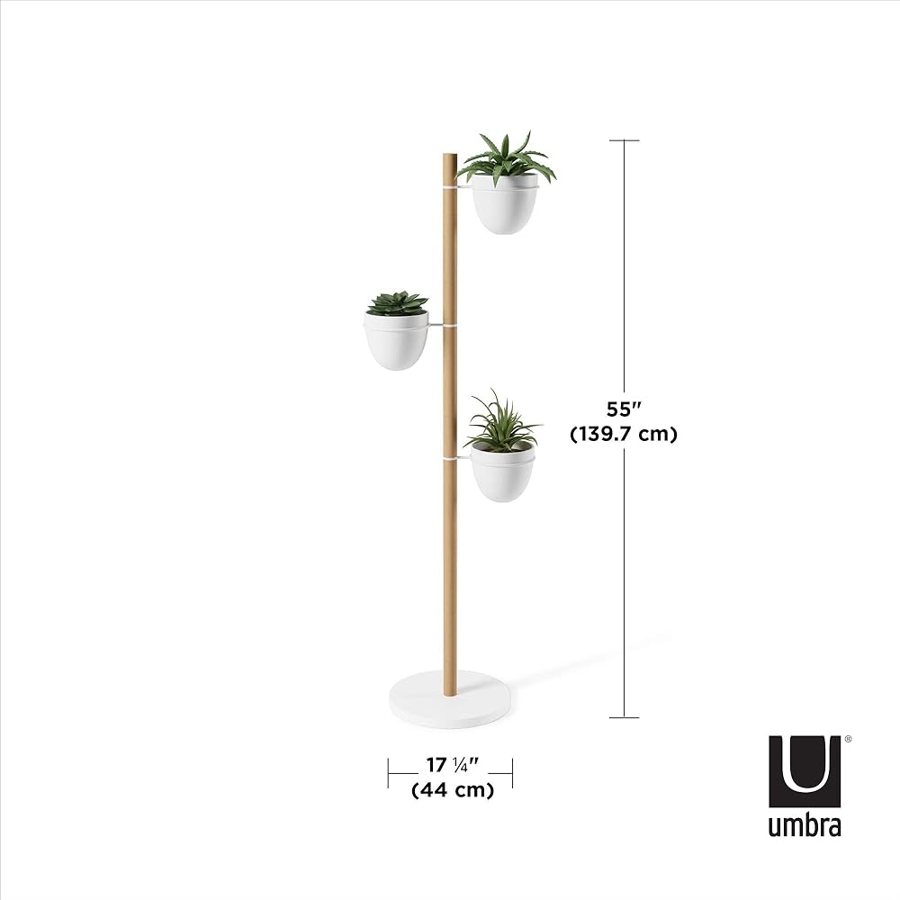 umbra Planter Freestanding Flory Stand Planter Stand Wooden Gardening Plant Interior Stylish Potted Simple Indoor Plant Ornamental Plant 21013880668 White x Natural Wood