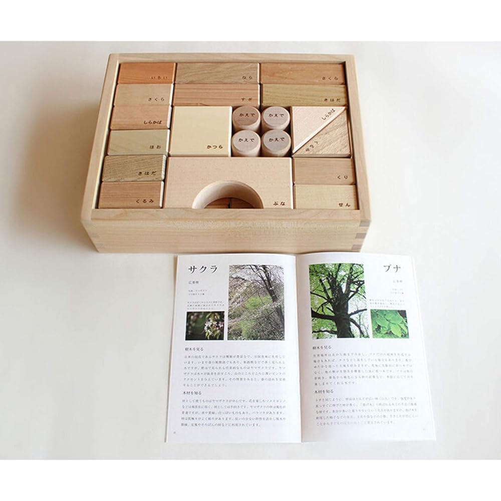 Oak Village Parquet Building Blocks (Wooden Box) Wooden Toy Great as a Baby Gift Wood Grain Unpainted Wooden Box External Dimensions Length 21 x Width 27 x Height 7cm 02121-00