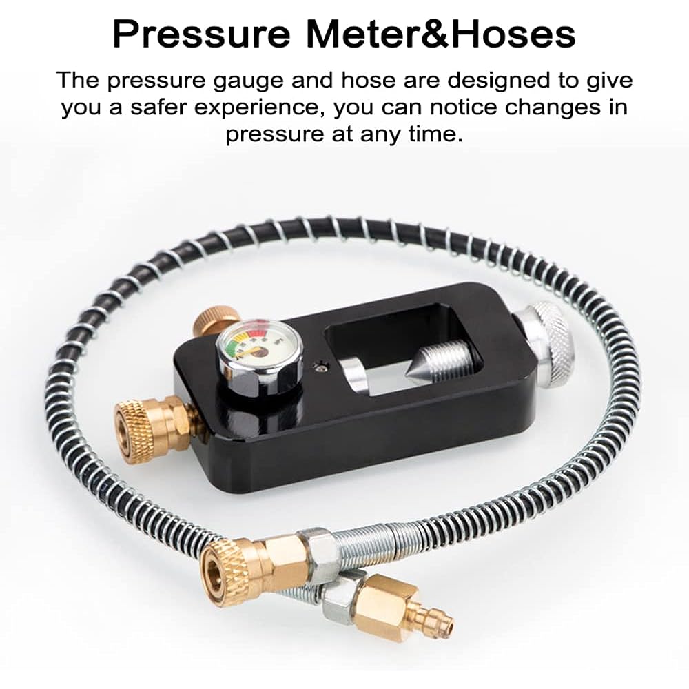 Aomiun Outdoor Easy Install Scuba Diving Tank Refill Adapter Set Practical Outdoor Diving Accessories with Oxygen Cylinder Adapter Pressure Gauge Hose