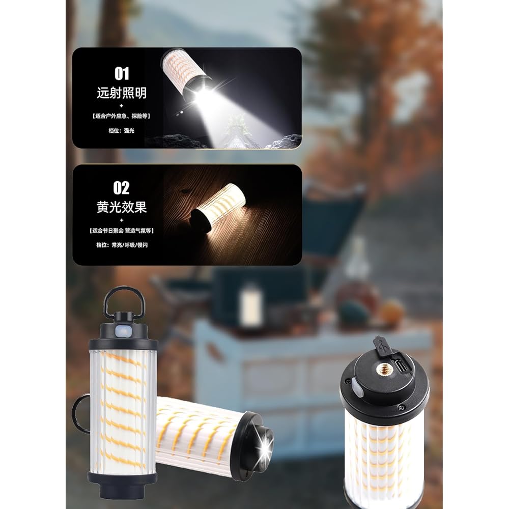 LED Lantern, 2-Way Flashlight, Edison Light, Camping Lantern, Bulb Color/Daylight White, 4 Lighting Modes, XPG + LED Ultra Brightness, Continuous Lighting Time 5-16H, 150-380 Lumens Adjustable, USB